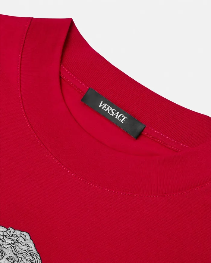 Versace Embroidered Medusa Milano TShirt Red Men TShirts and Polos