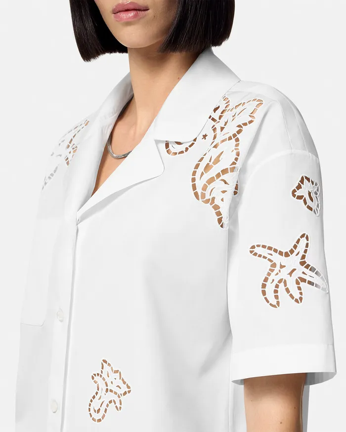 Versace Embroidered Sangallo Shirt White Women Shirts and Tops
