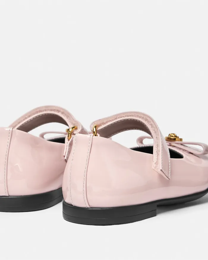 Versace Gianni Ribbon Patent Baby Ballerinas Light Pink Kids Shoes