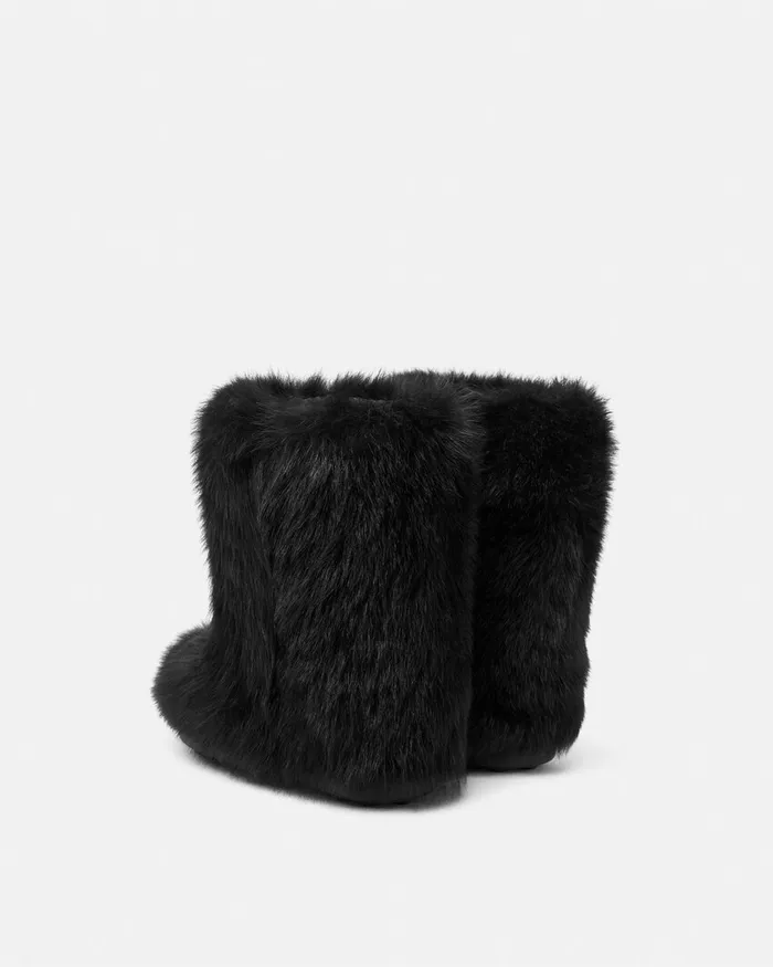 Versace Gianni Ribbon Shearling Boots Blackgold Women Boots