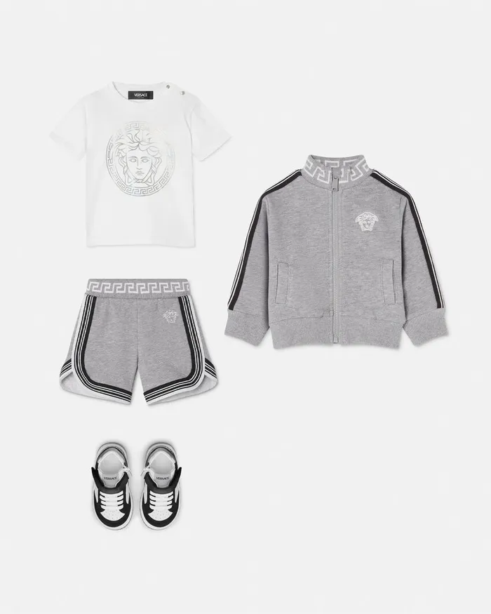 Versace Greca Baby Sweat Shorts Gray Kids Pants