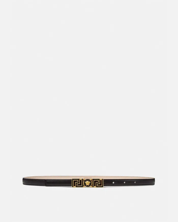 Versace Greca Goddess Leather Belt 15 Cm Blackgold Women Belts