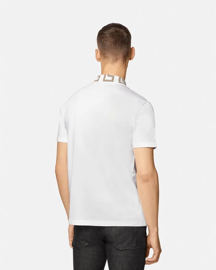 Versace Greca Polo Shirt White Men TShirts and Polos