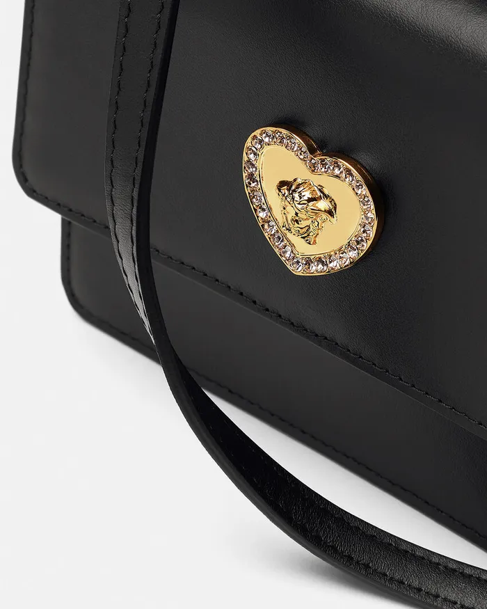 Versace Heart La Medusa Crossbody Bag Blackgold Kids Bags and Accessories