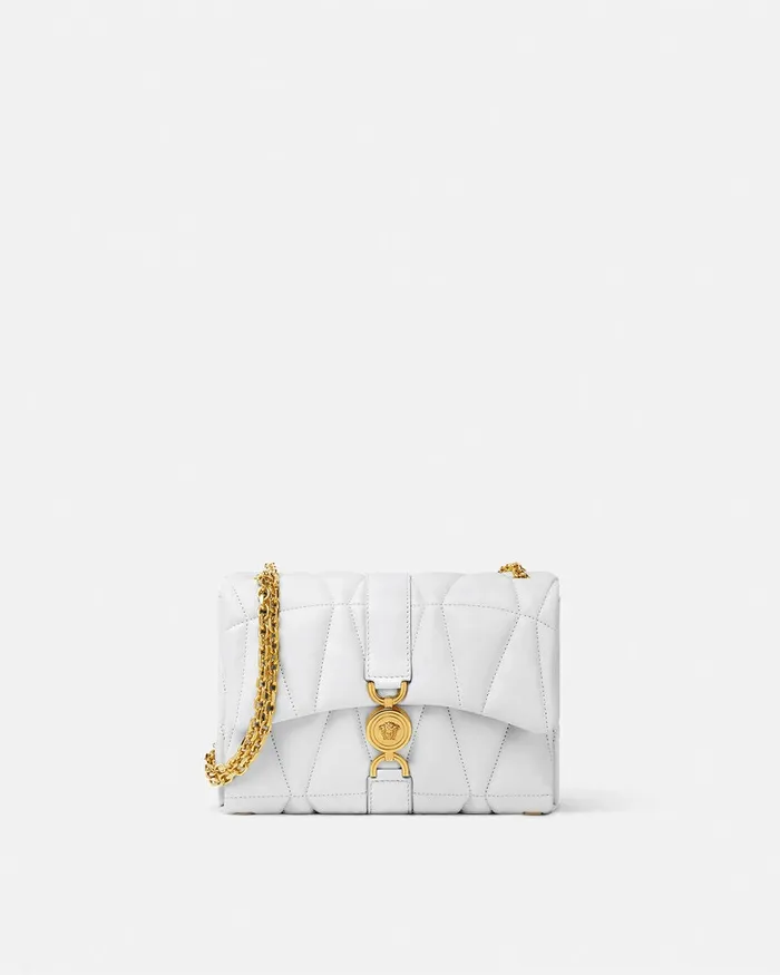 Versace Kleio Quilted Shoulder Bag White Women Shoulder and Crossbody