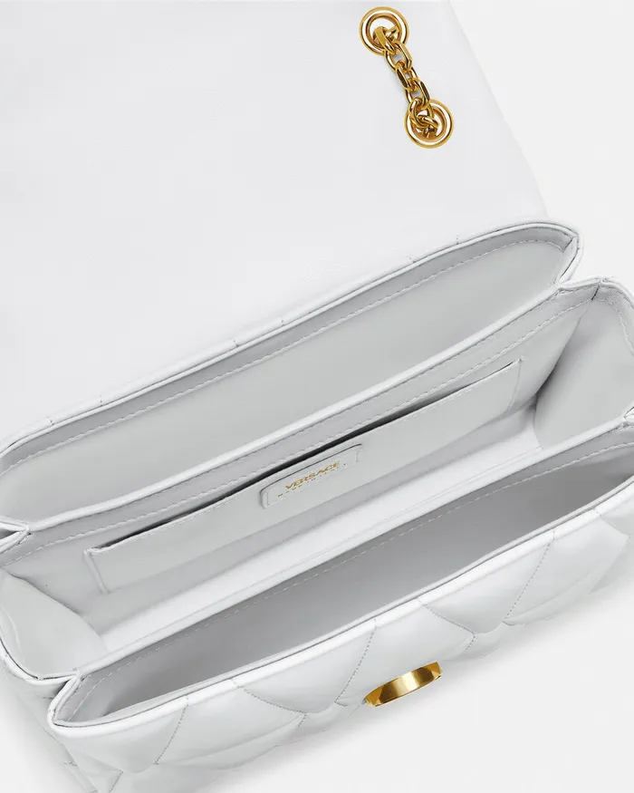 Versace Kleio Quilted Shoulder Bag White Women Shoulder and Crossbody