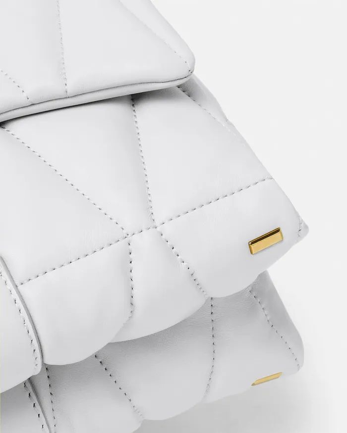 Versace Kleio Quilted Shoulder Bag White Women Shoulder and Crossbody