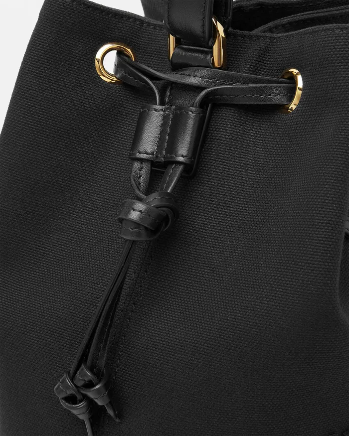 Versace La Medusa Canvas Bucket Bag Blackgold Women Top Handle