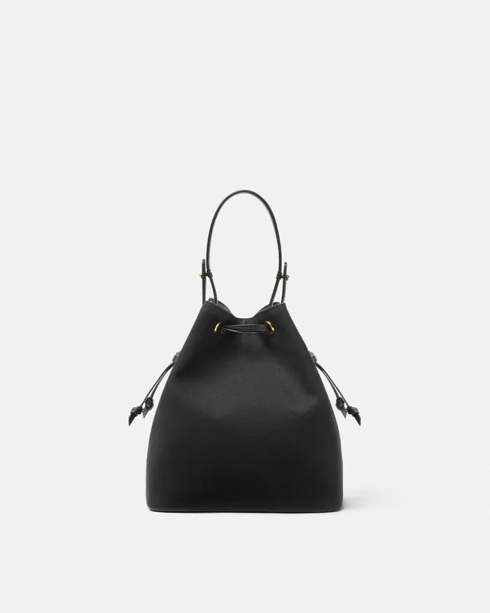 Versace La Medusa Canvas Bucket Bag Blackgold Women Top Handle