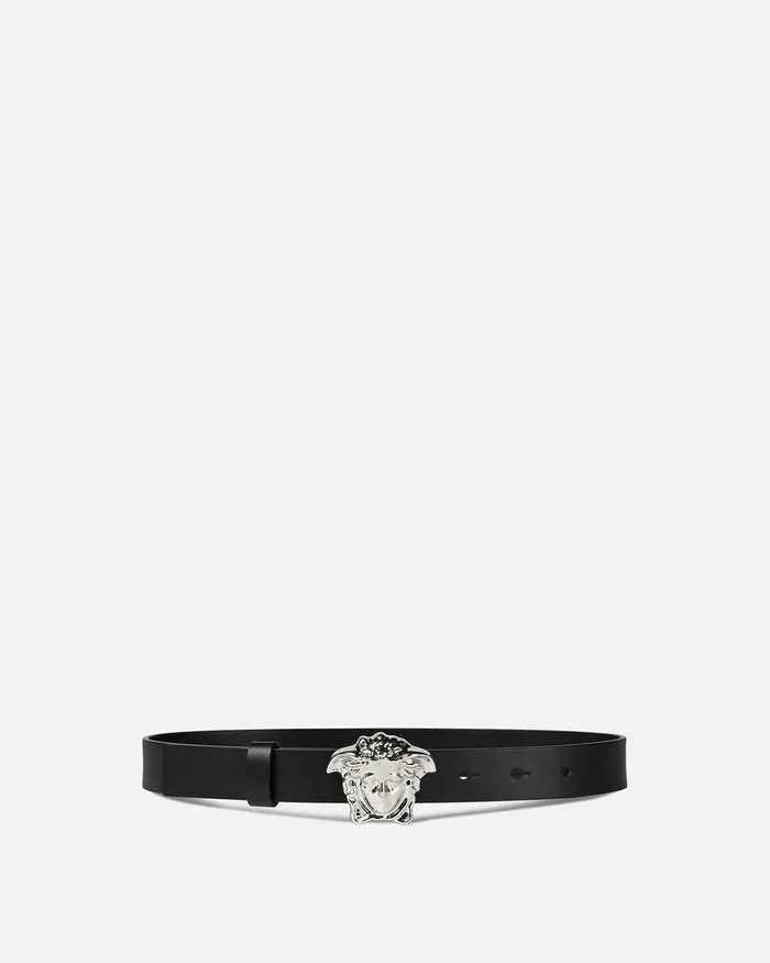 Versace La Medusa Leather Belt 25 Cm Blacksilver Kids Bags and Accessories
