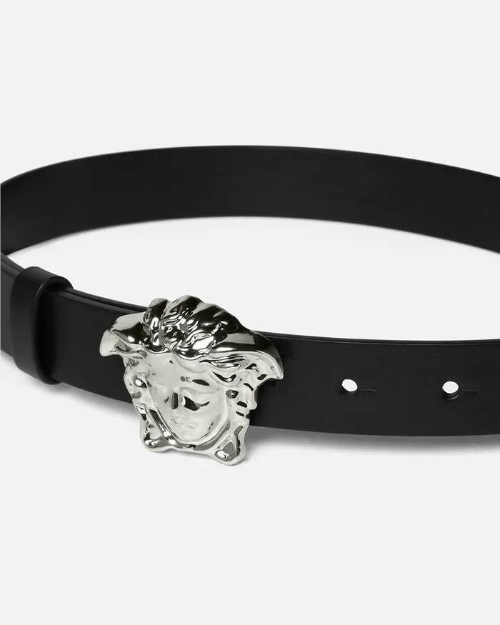Versace La Medusa Leather Belt 25 Cm Blacksilver Kids Bags and Accessories
