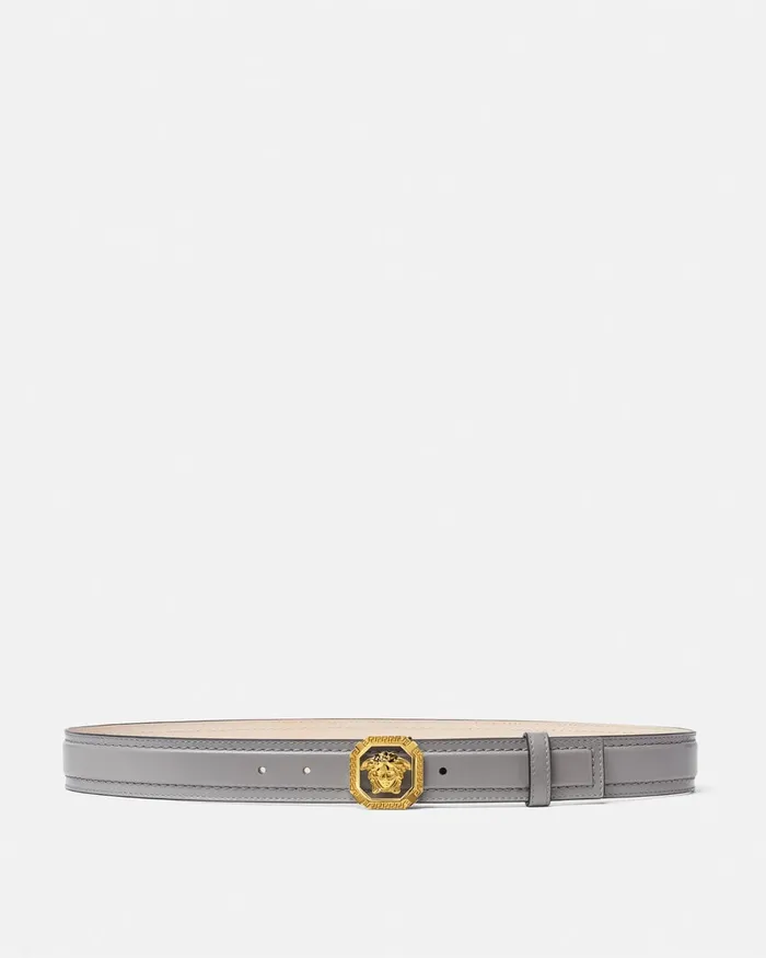 Versace La Medusa Leather Belt 35 Cm Gray Men Belts