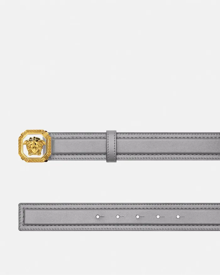 Versace La Medusa Leather Belt 35 Cm Gray Men Belts