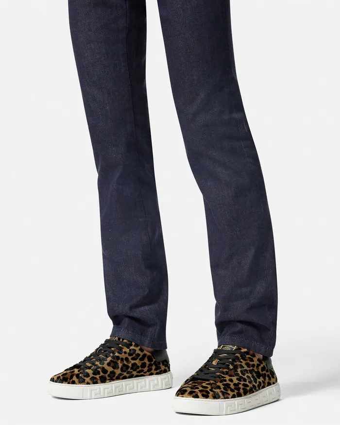 Versace Leopard Greca Sneakers Animalier Men Sneakers