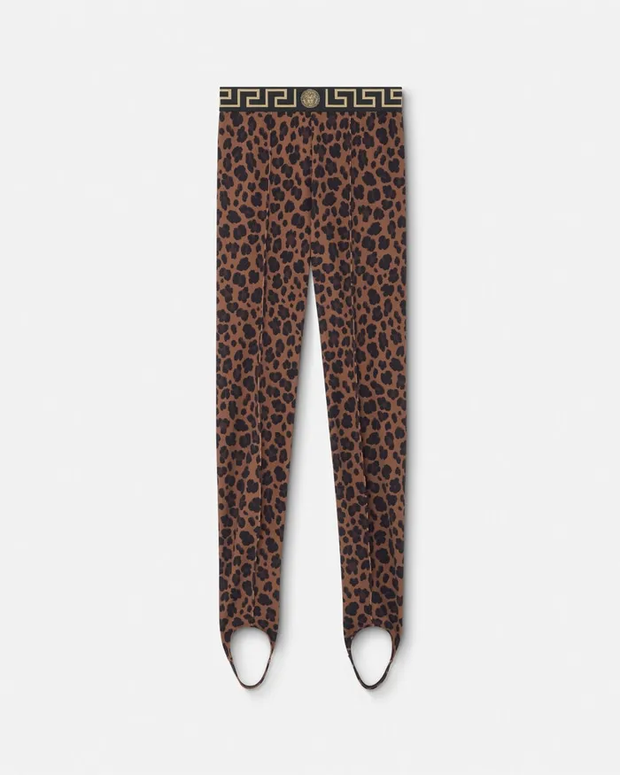 Versace Leopard Gym Stirrup Leggings Animalier Women Activewear