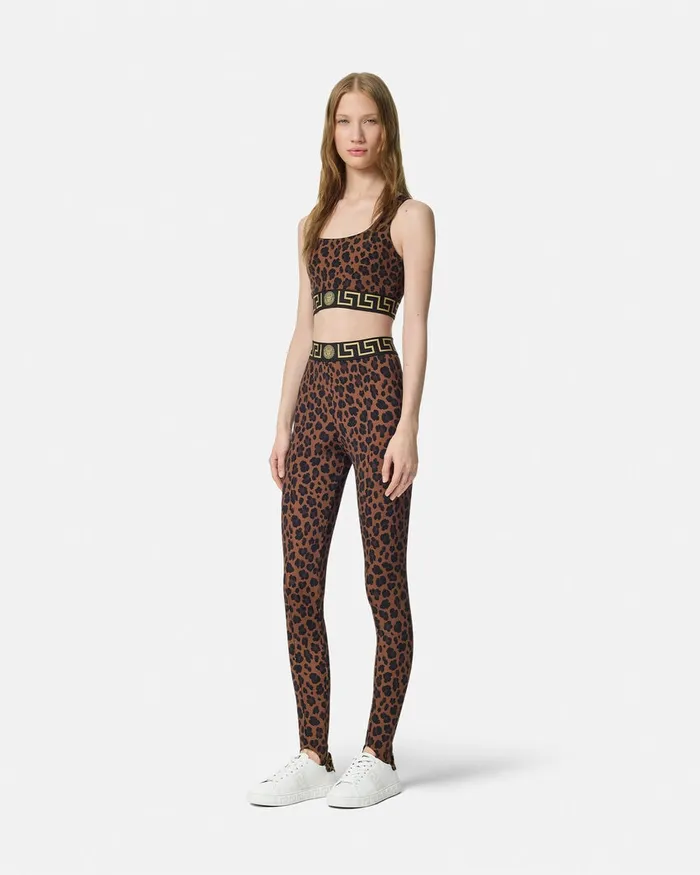 Versace Leopard Gym Stirrup Leggings Animalier Women Activewear