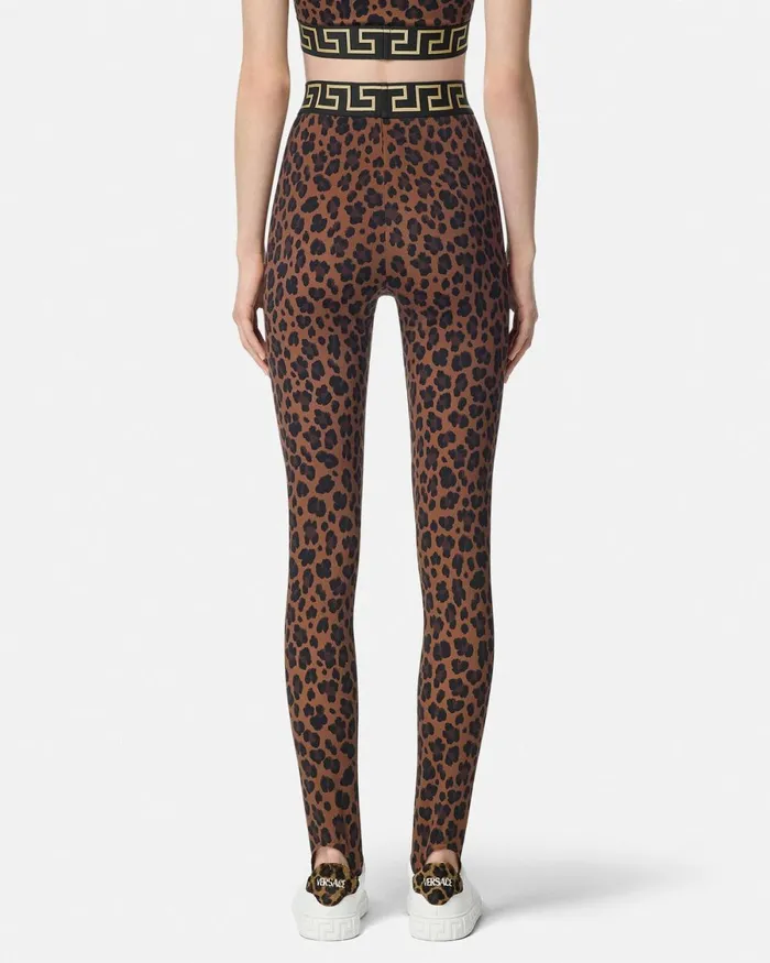 Versace Leopard Gym Stirrup Leggings Animalier Women Activewear