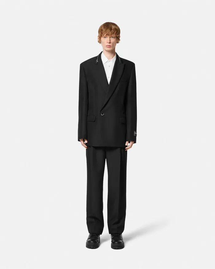 Versace Logo Pants Blackprint Men Jeans Couture
