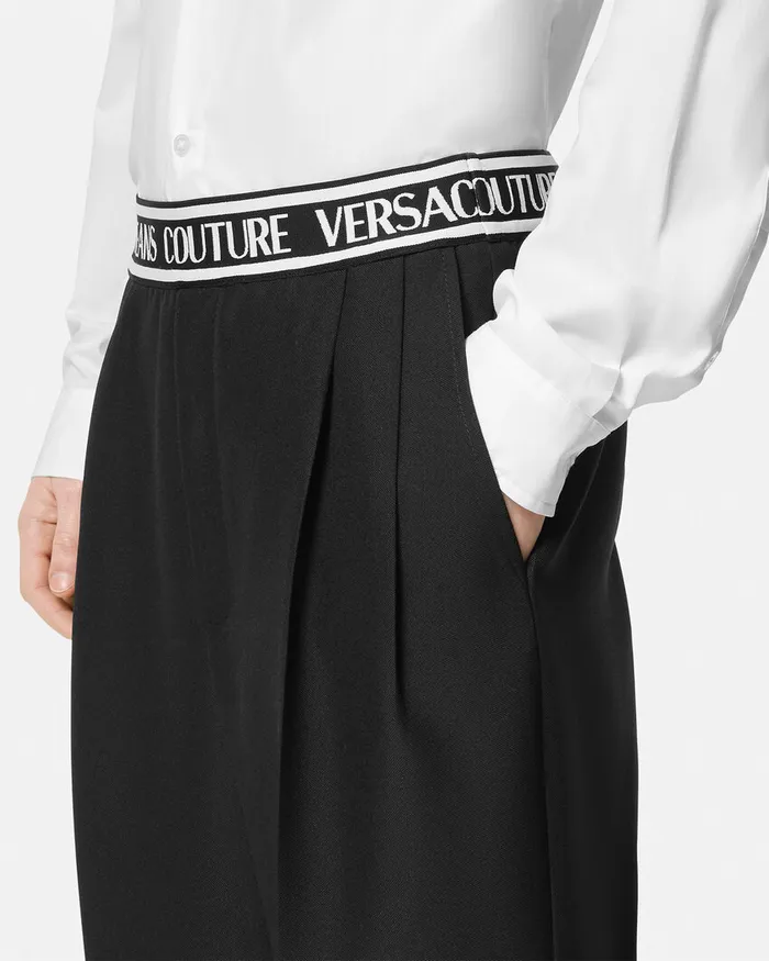 Versace Logo Pants Blackprint Men Jeans Couture