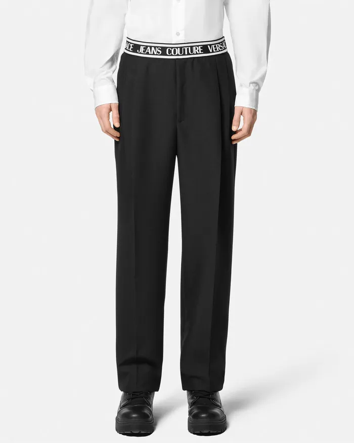 Versace Logo Pants Blackprint Men Jeans Couture