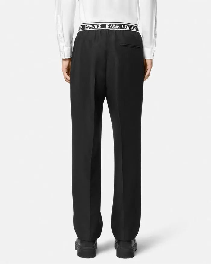 Versace Logo Pants Blackprint Men Jeans Couture