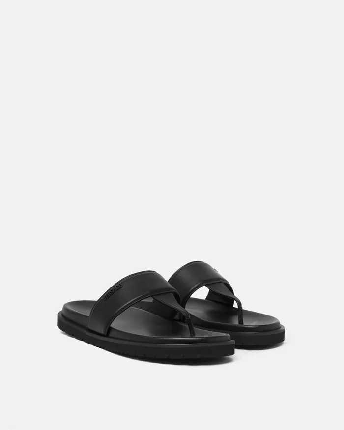 Versace Logo Sandals Black Men Sandals and Slides