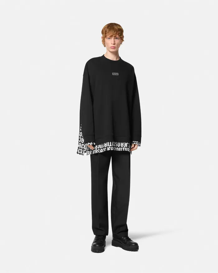 Versace Logomania LooseFit Sweatshirt Blackprint Men Jeans Couture
