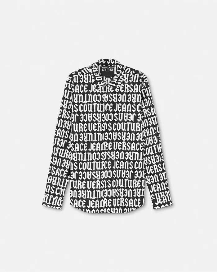 Versace Logomania RegularFit Shirt Blackprint Men Jeans Couture
