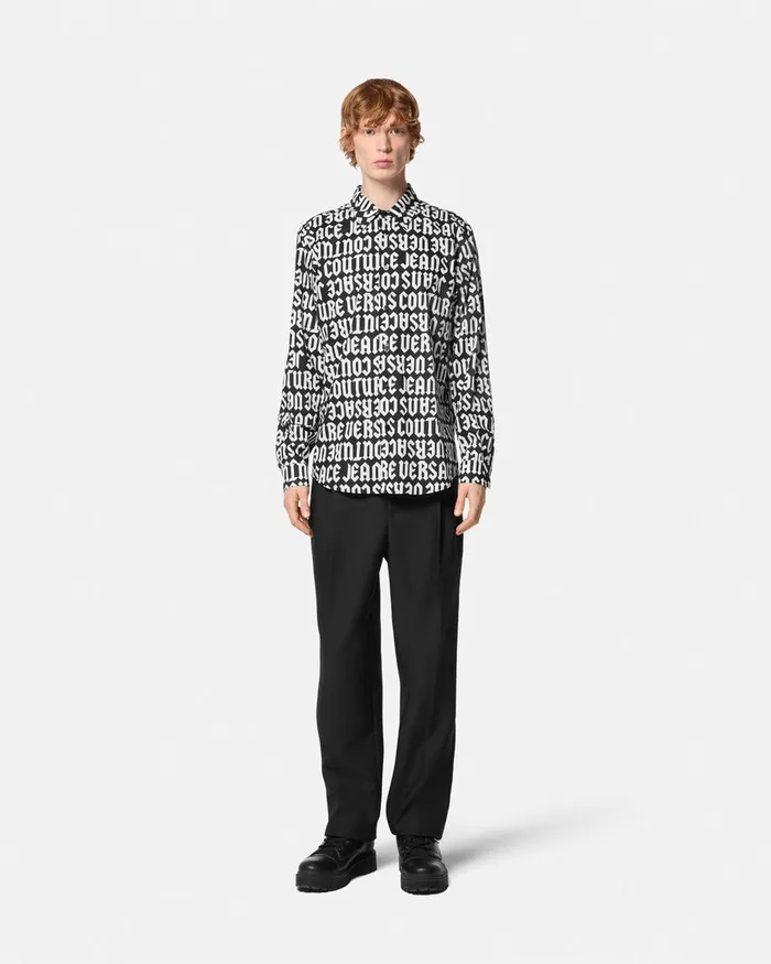 Versace Logomania RegularFit Shirt Blackprint Men Jeans Couture