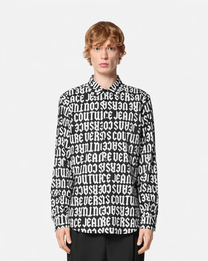 Versace Logomania RegularFit Shirt Blackprint Men Jeans Couture