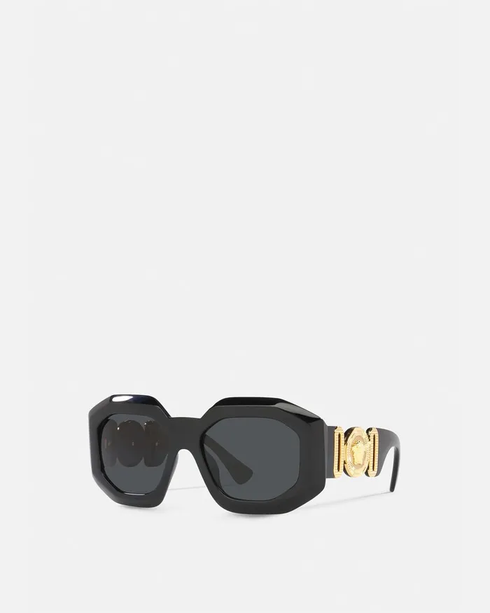 Versace Maxi Medusa Biggie Squared Sunglasses Blackgold Women Sunglasses