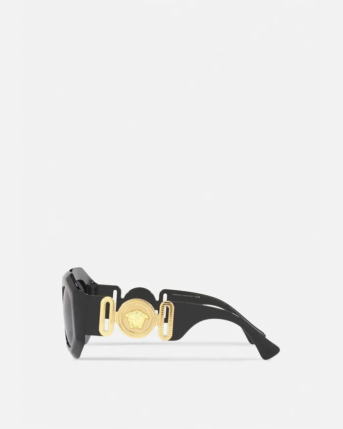 Versace Maxi Medusa Biggie Squared Sunglasses Blackgold Women Sunglasses