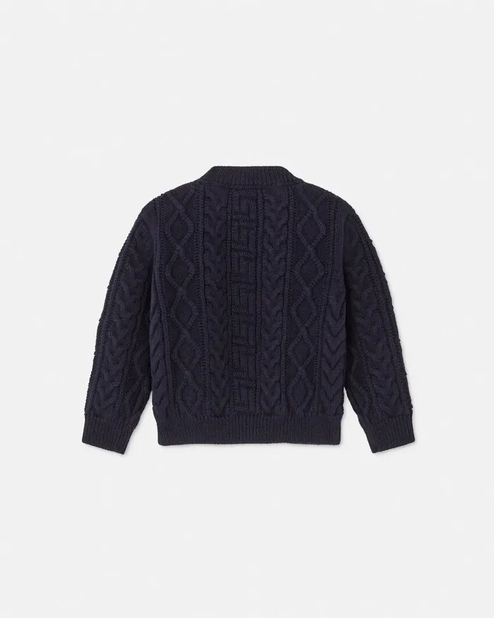 Versace Medusa Baby CableKnit Sweater Blue Kids Knitwear and Sweatshirts