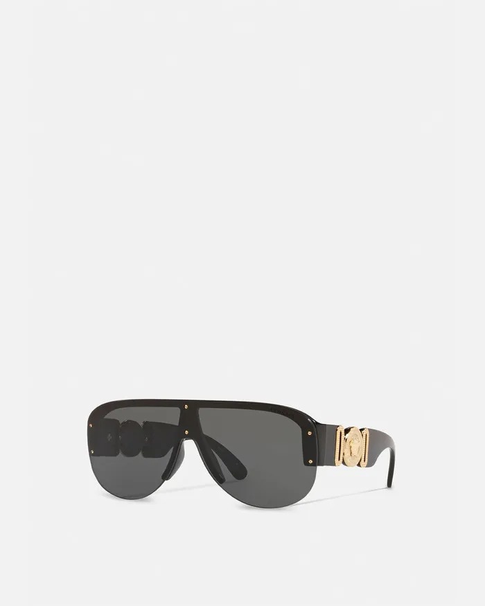 Versace Medusa Biggie Shield Sunglasses Black Men Sunglasses