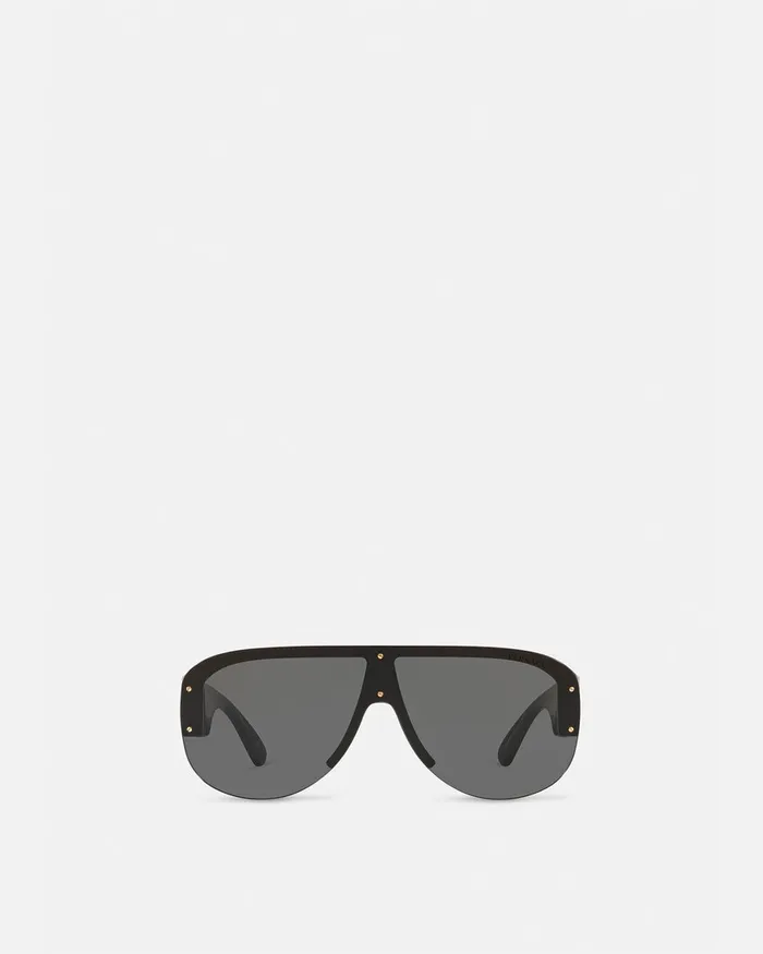 Versace Medusa Biggie Shield Sunglasses Black Men Sunglasses