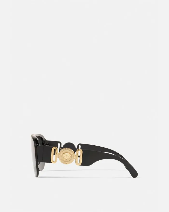 Versace Medusa Biggie Shield Sunglasses Black Men Sunglasses
