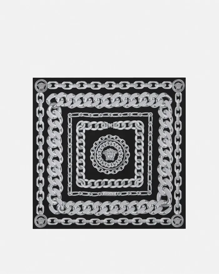 Versace Medusa Chains Large Silk Foulard 344034 Print Men Soft Accessories