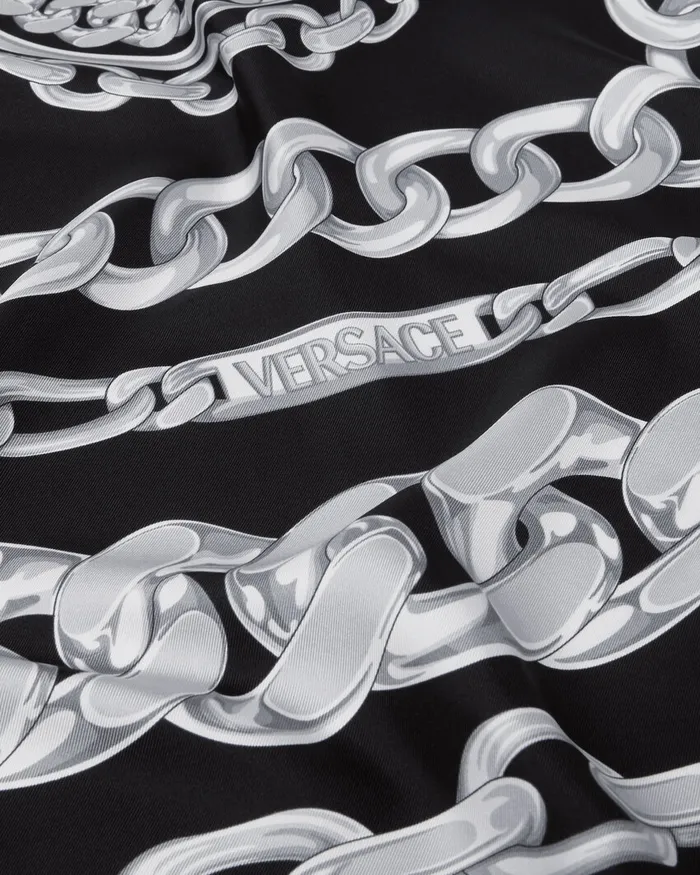 Versace Medusa Chains Large Silk Foulard 344034 Print Men Soft Accessories