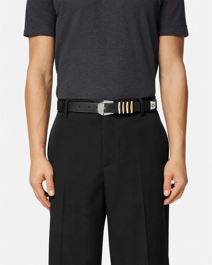 Versace Medusa Heritage Leather Belt 3 Cm Black Men Belts