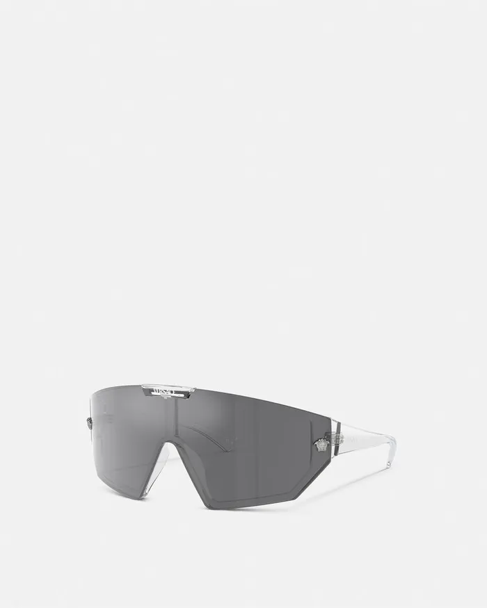 Versace Medusa Horizon Maxi Sunglasses Transparent WomenMen Sunglasses