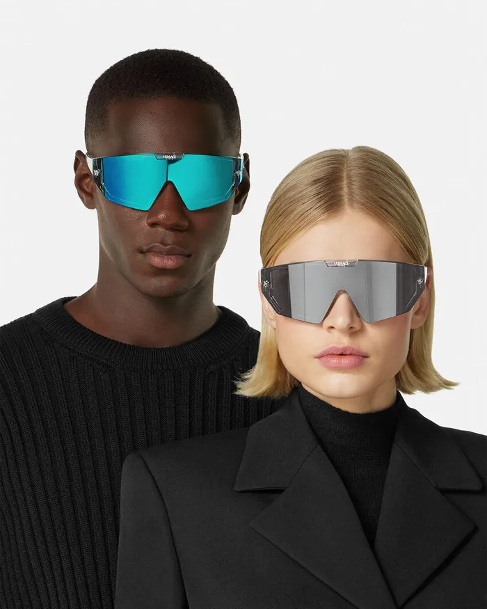 Versace Medusa Horizon Maxi Sunglasses Transparent WomenMen Sunglasses