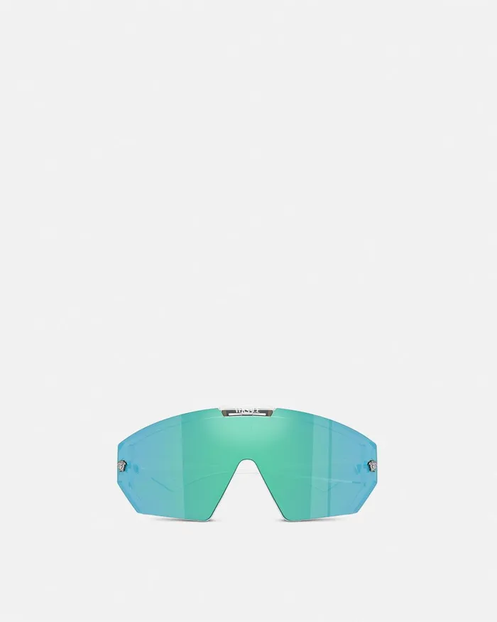 Versace Medusa Horizon Maxi Sunglasses Transparent WomenMen Sunglasses