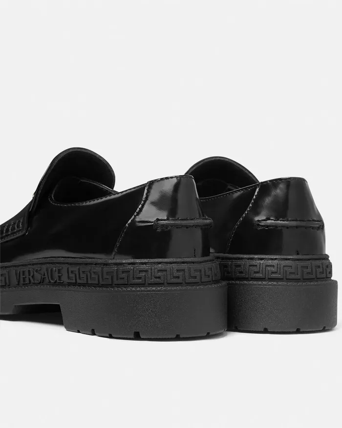 Versace Medusa Patent Loafers Blacksilver Kids Shoes