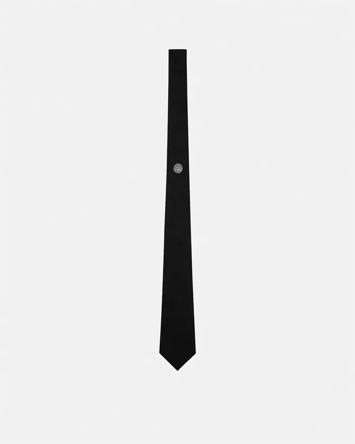 Versace Medusa Silk Tie Black Men Soft Accessories