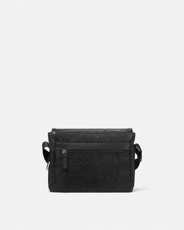 Versace Neo Nylon Jacquard Messenger Bag Black Men Crossbody and Messengers