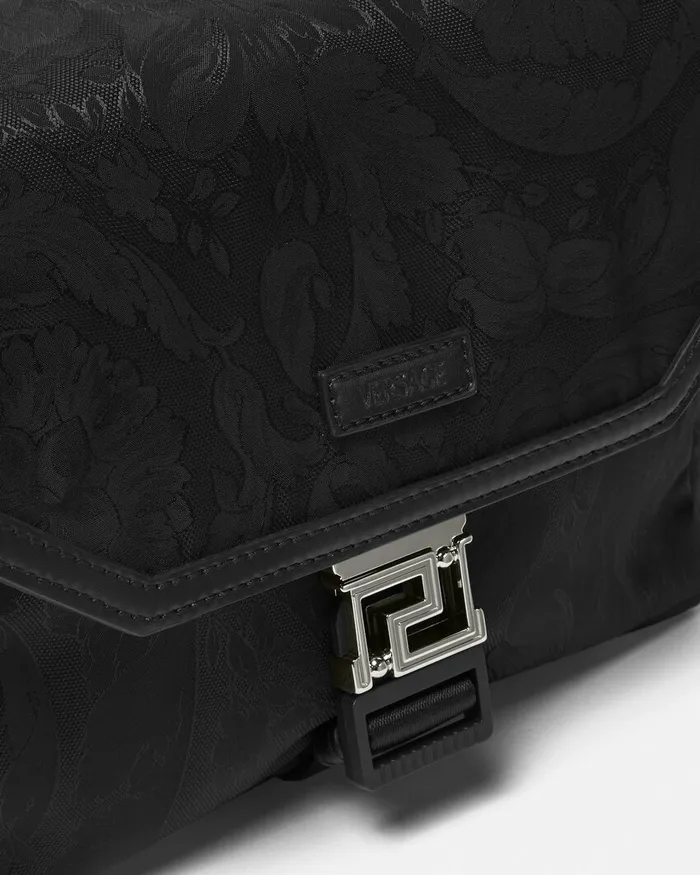 Versace Neo Nylon Jacquard Messenger Bag Black Men Crossbody and Messengers