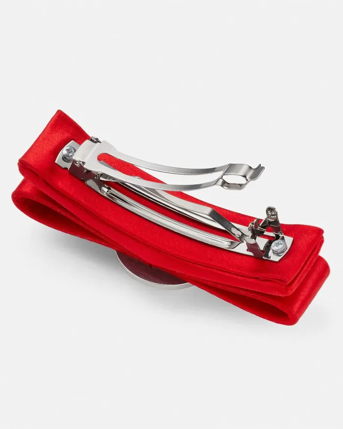 Versace Right Gianni Ribbon Hair Clip Red Women Hair Accessories