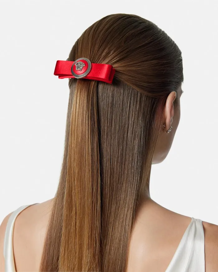 Versace Right Gianni Ribbon Hair Clip Red Women Hair Accessories