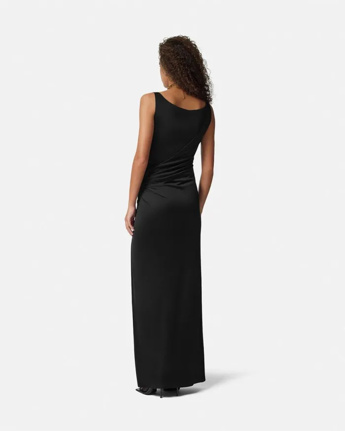 Versace Safety Pin Gathered Gown Black Women Dresses