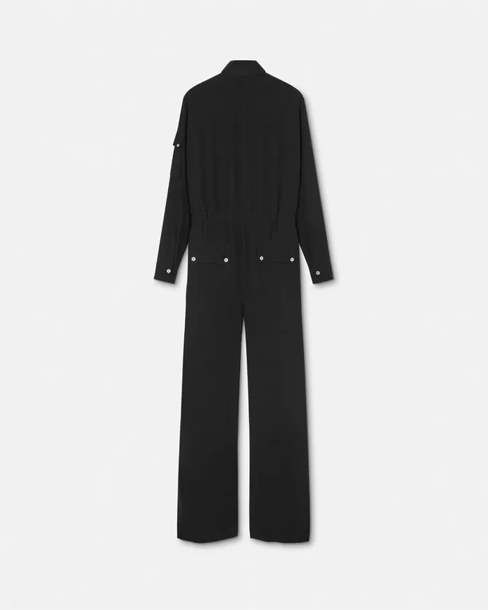 Versace Silk Crpe Lavallire Jumpsuit Black Women Dresses